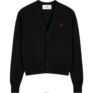 (당일) 25FW 아미 하트 로고 블랙 여성 가디건 FKC374 001 009