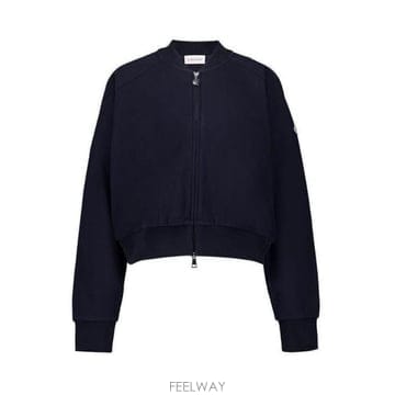26 FW 몽클레어 지퍼업 크롭 코튼 퓨어 봄버 자켓 네이비 8G0001789AHE