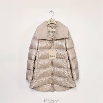 26FW 에르노 울트라 라이트 나일론 레이디 페이크 퍼 A 셰이프 패딩 - 샹티이 PI00214