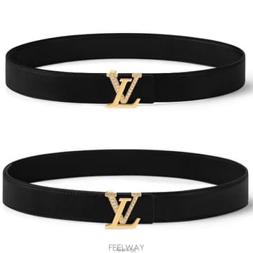26 FW 루이비통 LV 스파클 Sparkle 30mm 리버서블 골드톤 버클 벨트 블랙