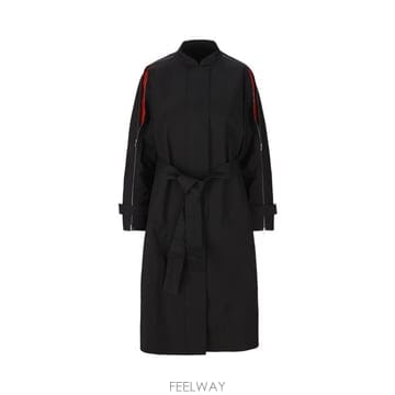 페라가모 하이넥 벨티드 웨이스트 코트