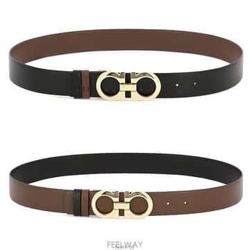 26 FW 페라가모 35mm 카프 블랙브라운 리버시블 간치니 벨트 23A564