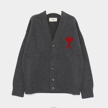 아미 레드 빅하트로고 오버핏 울 공용 가디건 UKC367 018 084