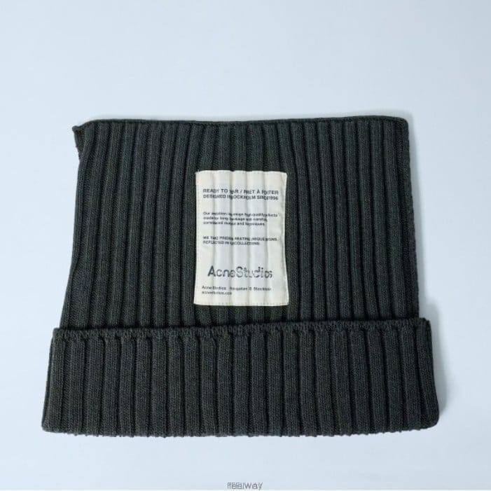 26 FW 로고 라벨 패치 턴업 리브 스퀘어 크라운 니트 리브 비니 그린 C40396 DSQ