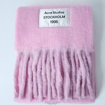 26 FW 스톡홀름 1996 로고 패치 울 나일론 블랜드 프린지 머플러 핑크 CA0343 AN4