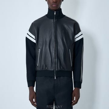 26 FW 웨일즈 보너 스트라이프 디테일 레더 하이넥 MA25LE04 LE02 999
