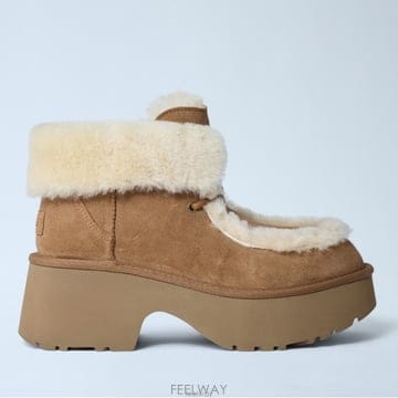 26 FW 어그 Esmee 에스미 시어링 트리밍 레이스업 스웨이드 부츠 카멜 1171532 CHE