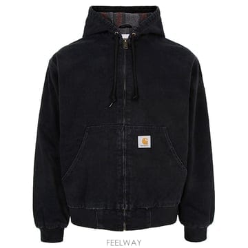칼하트 25FW 블랙 OG 액티브 데님 후드 집업 자켓 I032232 8906