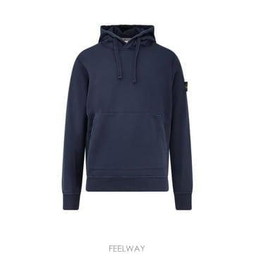 26 FW 스톤 아일랜드 로고 패치 드로스트링 캥거루포켓 후드티 블루 6100062S0051