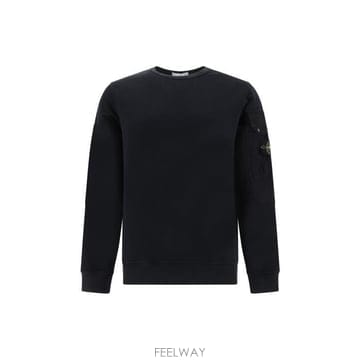 26 FW 스톤 아일랜드 로고 패치 크루넥 코튼 퓨어 스웨트셔츠 블랙 811563920