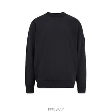 26 FW 스톤 아일랜드 로고 패치 디테일 크루넥 코튼 스웨트셔츠 블랙 6100060S0051