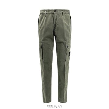 26 FW 스톤 아일랜드 로고 패치 스트레이트 레그 코튼 팬츠 그린 8115303L1
