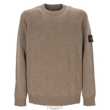 26 FW 스톤 아일랜드 로고 패치 크루넥라인 스웨터 브라운 8115508A3