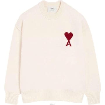 (당일) 25FW 아미 빅하트 로고 아이보리 스웨터 UKS838 018 154