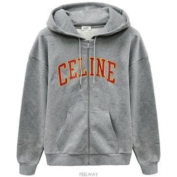 [셀린느] 코튼 플리스 로고 집업 후드 그레이 남성 자켓 RY0HG670Q GBZ8 / TJ