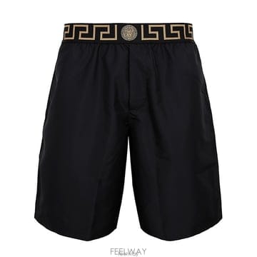 베르사체 블랙 그레카 보더 스윔 팬츠 ABU01023 1A11120 A80G