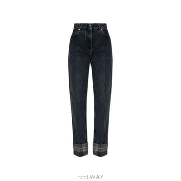 26 FW 페라가모 네로 스트레이트 레그 턴업 코튼 데님 진 13H168786363