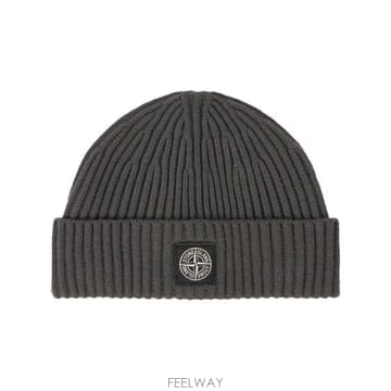 26 FW 스톤 아일랜드 컴퍼스 패치 리브 니트 비니 그레이 K2S15N100002S00C3
