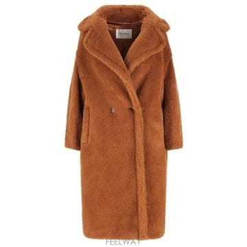 26 FW 막스마라 Tedgirl 테드걸 더블 브레스트 시어링 롱 코트 브라운 2521016052600