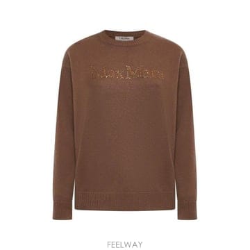 26 FW 에스 막스마라 로고 엠보스드 크루넥 스웨터 브라운 2429366163600