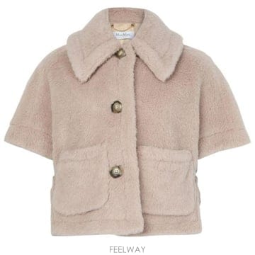 26 FW 막스마라 Newterzo 뉴테르조 테디 시크 버튼 패스닝 퍼 케이프 베이지