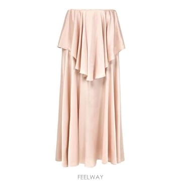26 FW 끌로에 플로윙 러플 실크 맥시 스커트 로즈 핑크