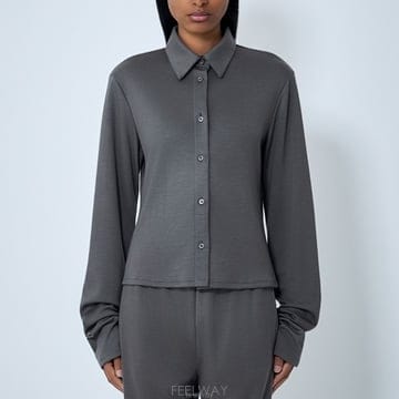 26 FW 리에르 스무스 패브릭 클래식 칼라 미니 폴라 셔츠 그레이 SHT31 INT