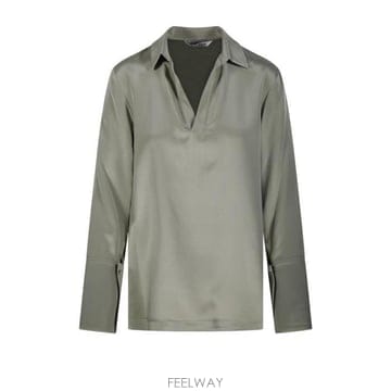 26 FW 막스마라 도버 Dover 브이넥 실크 롱슬리브 탑 그린 2521196018600