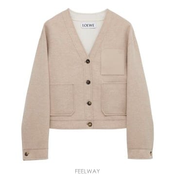 로에베 버튼 다운 멀티플 포켓 울 캐시미어 릴렉스핏 가디건 베이지