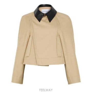 26 FW 지방시 포인트 칼라 판넬 코튼 울 크롭 피 코트 라이트베이지
