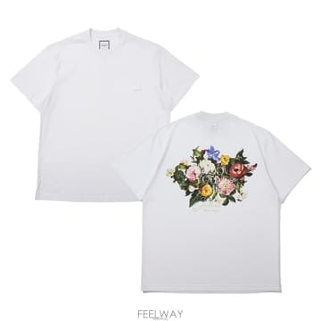 우영미 플라워 백로고 남성 반팔티셔츠 W253TS06701W