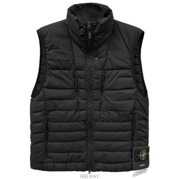 [스톤아일랜드] 와펜패치 심리스 터널 나일론 다운 베스트 블랙 남성 자켓 25FW K2S15G100004 S