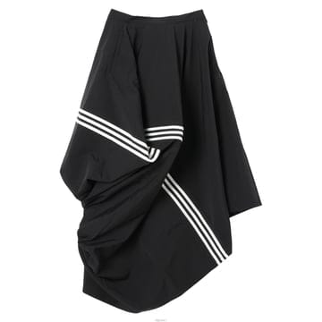 요지 야마모토 3 스트라이프 스커트 블랙