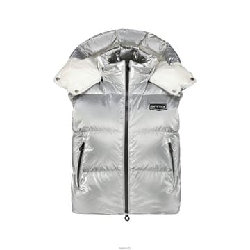 듀베티카 25FW EPIPOLI SILVER 로고 패치 후드 패딩 조끼 실버 VDDV25235K0001 SIL