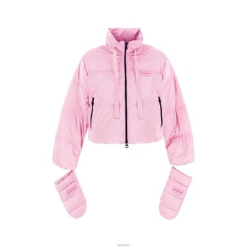 듀베티카 25FW RAFFAELLA 로고 패치 드로스트링 패딩 자켓 라이트핑크 VDDJ25435K0001