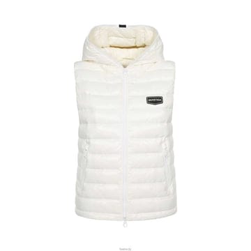 듀베티카 25FW AGRI 로고 패치 후드 패딩 조끼 화이트 VDDV90231K0001 WHS