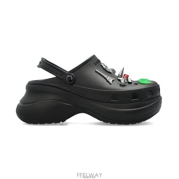발렌시아가 지비츠 챠밍 크록스 뮬 블랙