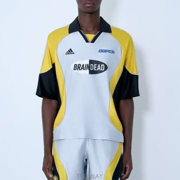 26 FW 아디다스 브레인 데드 BD FB Football 오픈 칼라 풋볼 탑 그레이 JY7960