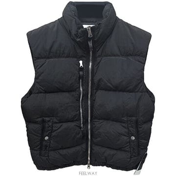 [스톤아일랜드] 25FW 와펜패치 에코닐 나일론 메탈 다운 베스트 블랙 남성 베스트 K2S15G100006
