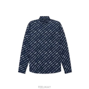 발렌시아가 올오버 로고 프린트 긴팔 셔츠