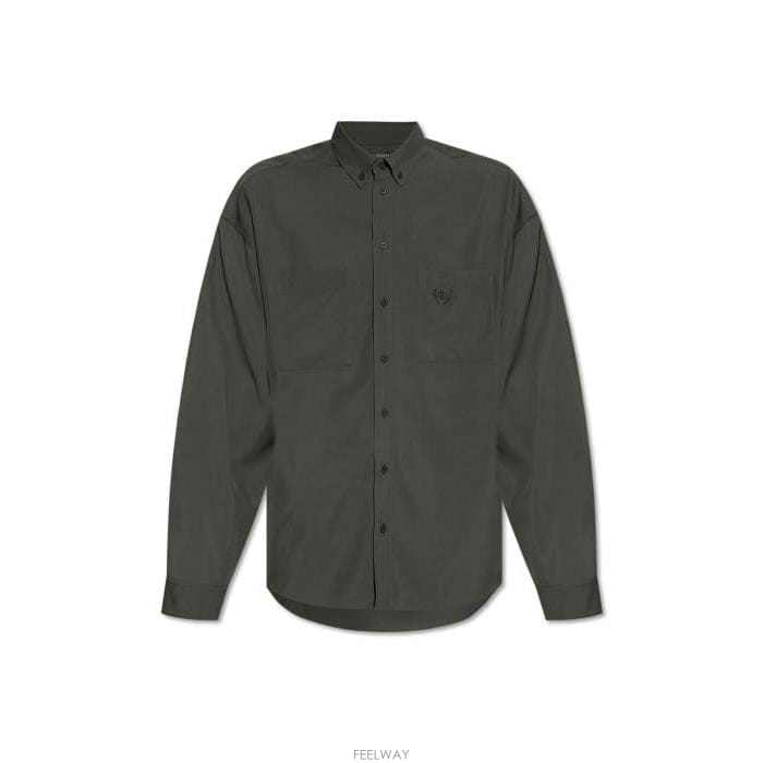 26 FW 발렌시아가 로고 엠브로이더드 롱슬리브 비스코스 셔츠 839183TJO25