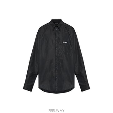 26 FW 발렌시아가 BB 엠브로이더드 오버사이즈 셔츠 블랙 850816TRM28