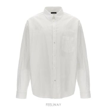 26 FW 발렌시아가 BB 로고 프린트 롱슬리브 셔츠 화이트 794583TNM60