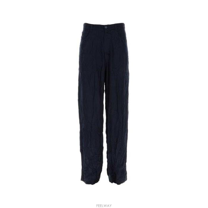 26 FW 발렌시아가 크링클 이펙트 배기 팬츠 네이비 751502TLO28