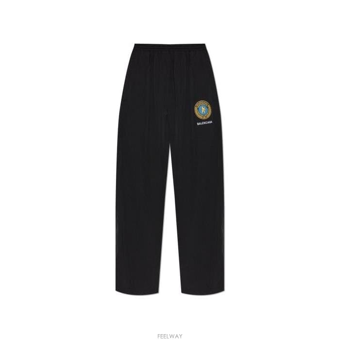 26 FW 발렌시아가 로고 패치 와이드 레그 진 블랙 838819TRO31
