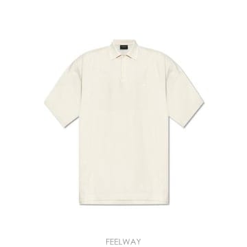 26 FW 발렌시아가 로고 엠브로이더드 폴로 셔츠 베이지 813299TRVW4