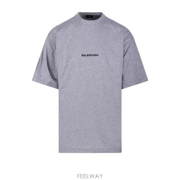 26 FW 발렌시아가 로고 엠브로이더드 크루넥 티셔츠 그레이 831305TSVH4