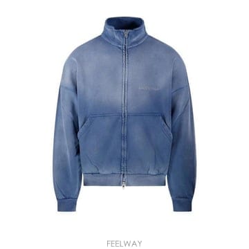 26 FW 발렌시아가 디스트레스드 하이넥 자켓 블루 844162TSVP1