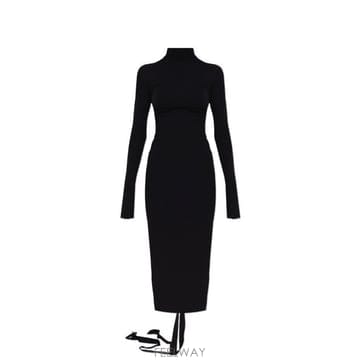 발렌시아가 스탠드업 칼라 미디 드레스