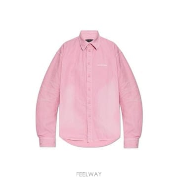 26 FW 발렌시아가 로고 엠브로이더드 롱슬리브 셔츠 핑크 822840TRWB1